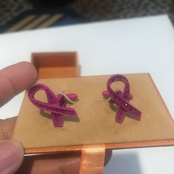 Antonio Ricci Couture Breast Cancer Ribbon Cuff Links - Picture 3 of 5